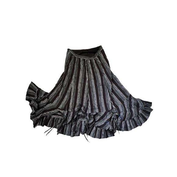 Heteroclite Dark Striped Maxi Skirt w/Gatherings Along Bottom Top Layer Size 40 - Picture 5 of 10